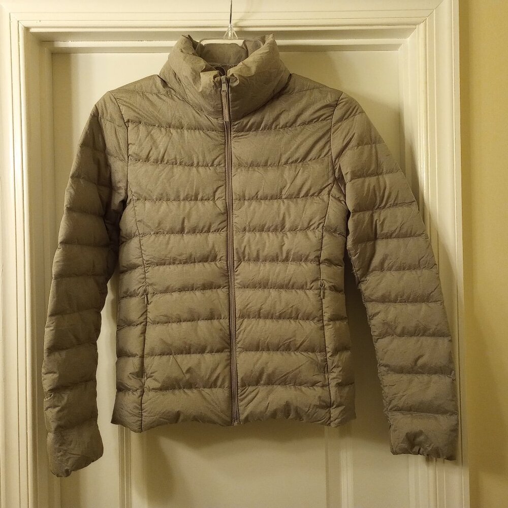 Lightweight Gray/Tan Down Jacket/Coat, Size S, Great Pre-Owned Condition